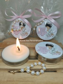 10 velas perfumadas com mini tero lembrancinha de batizado anjinha