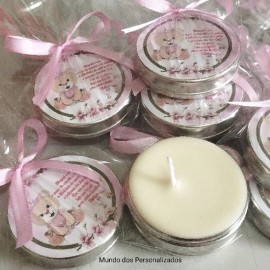 10 velas perfumadas personalizadas lembrancinhas de maternidade ursinha