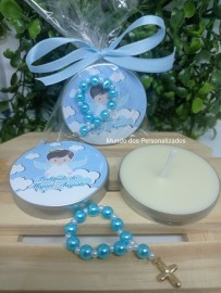 10 velas perfumadas e Mini tero lembrancinha batizado anjinho azul