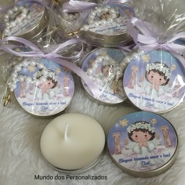 10 velas perfumadas com mini tero lembrancinha de maternidade lilas